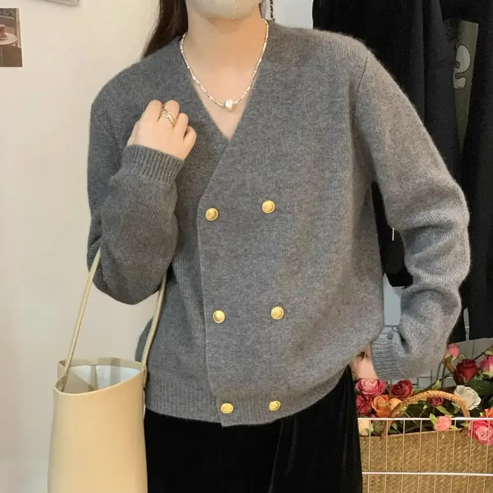 Autumn New Loose Slim Cardigan Woman Sexy Sweet Ladies Female Cardigan White Grey Pink Red Knitted Cardigan Women