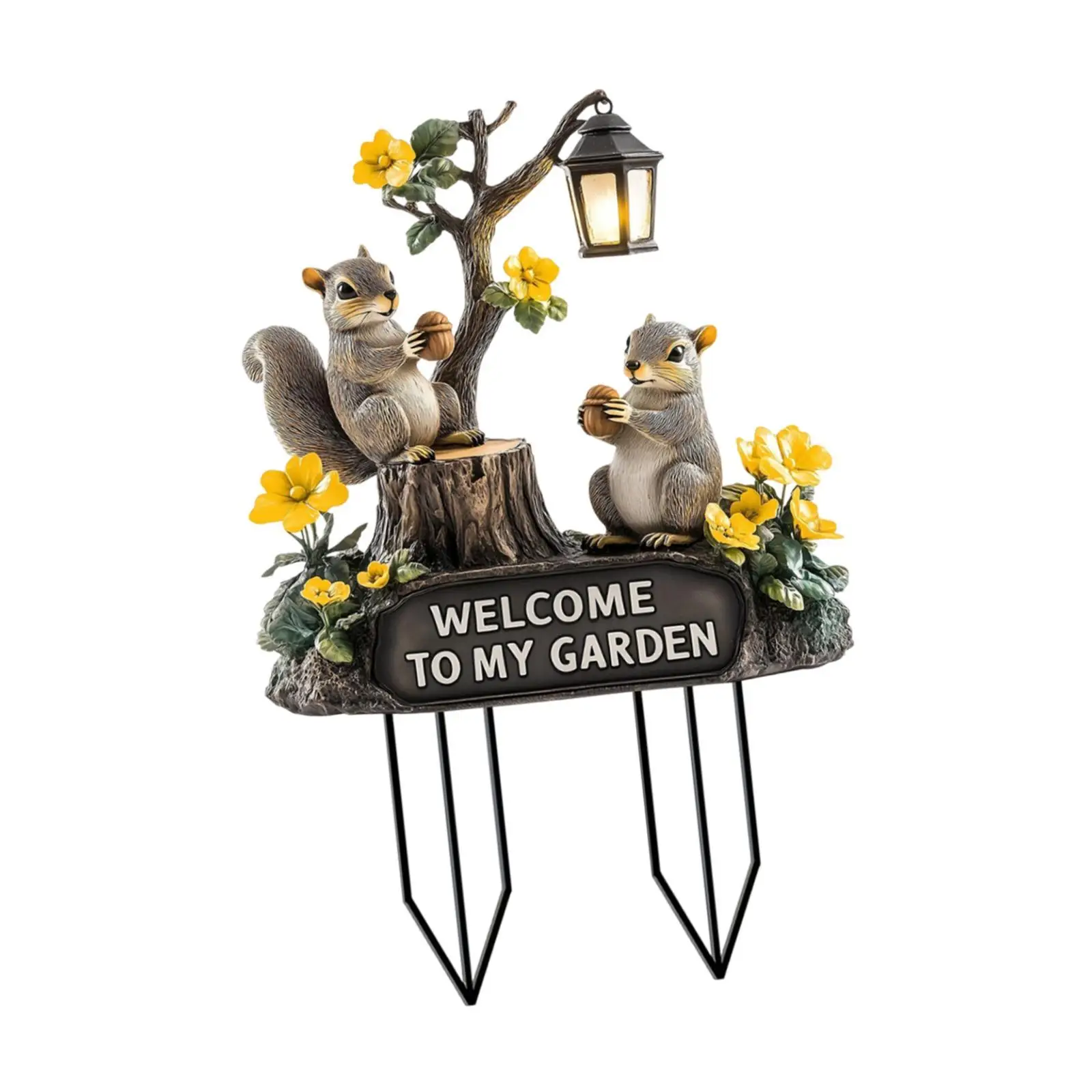 Squirrel Decorative Garden Stake 2D Plant Pot Decor for Yard Indoor Outdoor