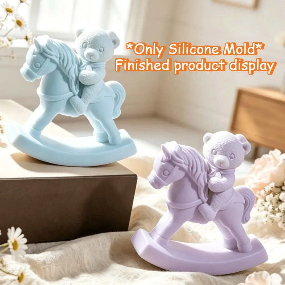 Cute Trojan Horse Bear Silicone Mould for DIY Resin Plaster Crafts, Home Tabletop Ornaments,  Holiday Gifts for DIY Lovers