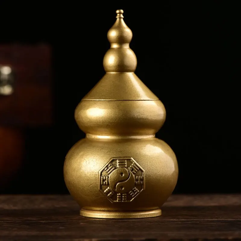 Brass Dragon Embossed Gourd Statue Bi Huo Feng Shui Cure Wealth Attracting Kitchen Northwest Protection Home Decor Figurine