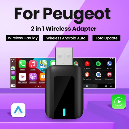 Nuevo Mini adaptador inalámbrico Android Auto Carplay Smart Dongle Plug and Play para Peugeot 208 2008 308S 301 308 SW Expert Rifter