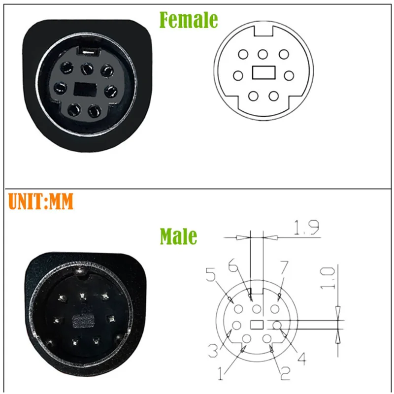 Mini Din 7-Pin S Video Cable Angle Male Female Connector, S-Video Angle Male to Male Cable for TV Receiver, TV, Monitor, Project