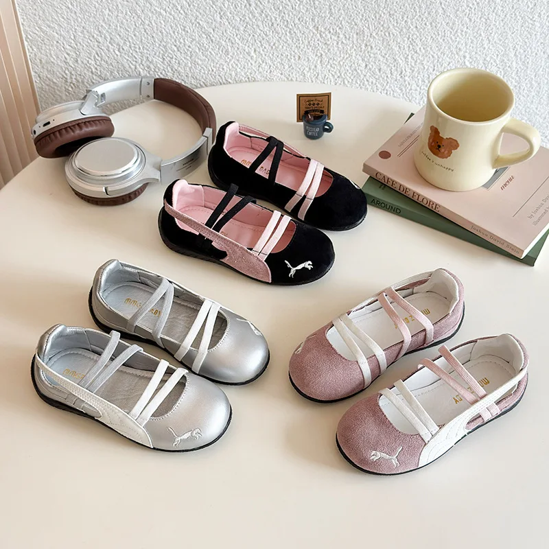 

Children Spring Slip-On Leather Shoes Girl Princess Shoes Soft-Soled Leather Mary Jane Shoe Kids Elastic Dance Performance Shoes