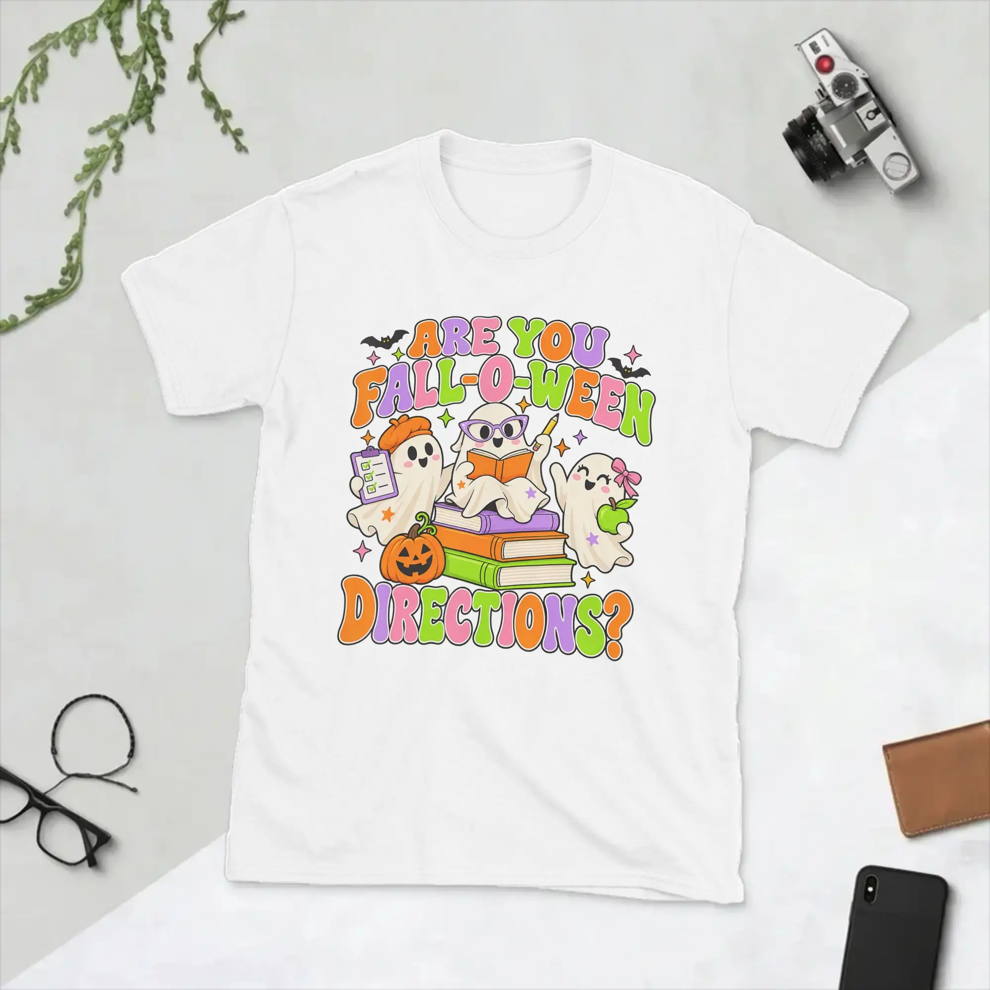 Men's are You Fall-O-Ween Directions Cute Ghost Teacher Halloween T Shirts Cotton Tops Short Sleeve Tee Shirt Summer T-Shirts