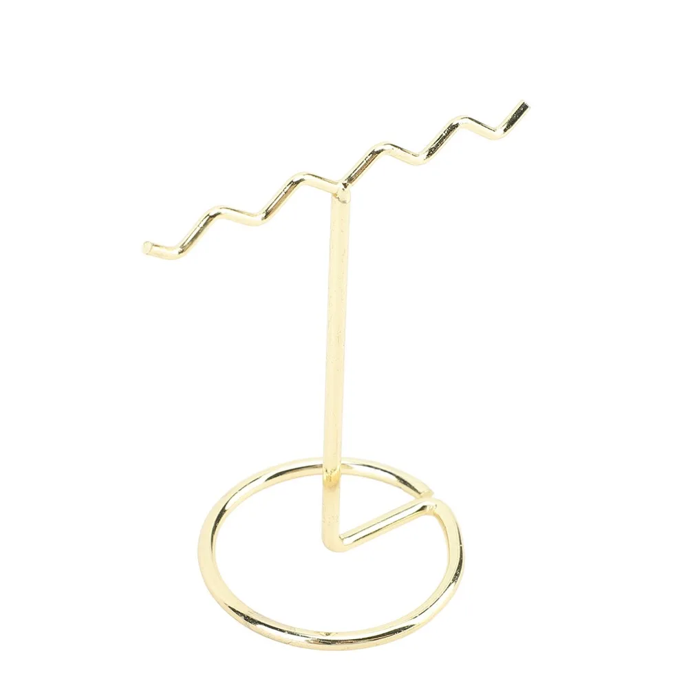 4pcs Electroplate Iron Earring Display Stand Light Gold Waving Jewelry Display Rack Stable Decorative T Shaped