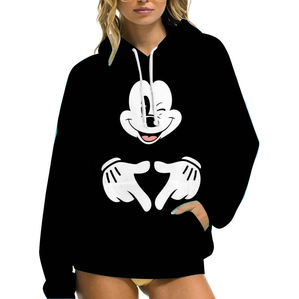 Disney Mickey Mouse Women's Hoodie Street Casual Hoodie Cartoon Lined Women's Hoodie Shoes S-XXXL Hoodie
