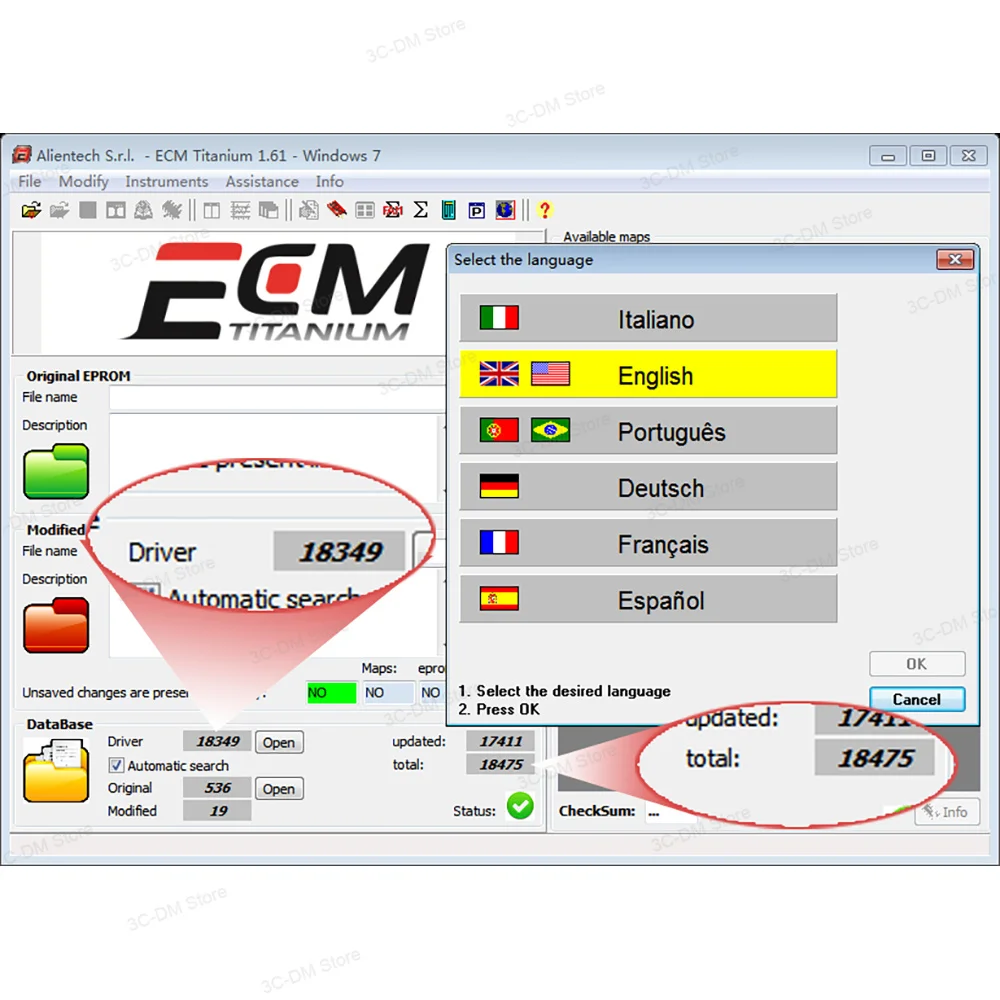 ECM V1.61 With 26000+ Drivers ECM Titanium 1.61 With 18259+ Driver Hexadecimal View Checksum car repair software for ecu tool