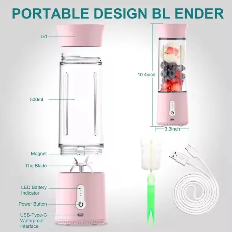 

Home Kitchen Appliances Mini Rechargeable Portable Blender for Pastry Juicer Bottle Smoothie Mixer Cup with Private Label