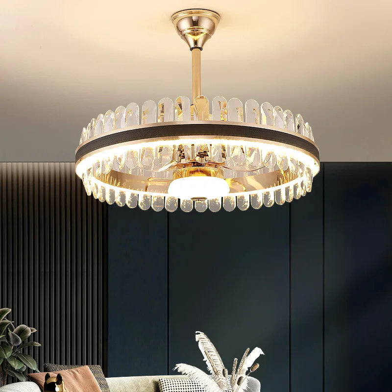 

Bedroom Light Ceiling Lamp Living Room Shaking Head Fan Lamp Modern Simple and Light Luxury Crystal Atmosphere Home Room Ceiling