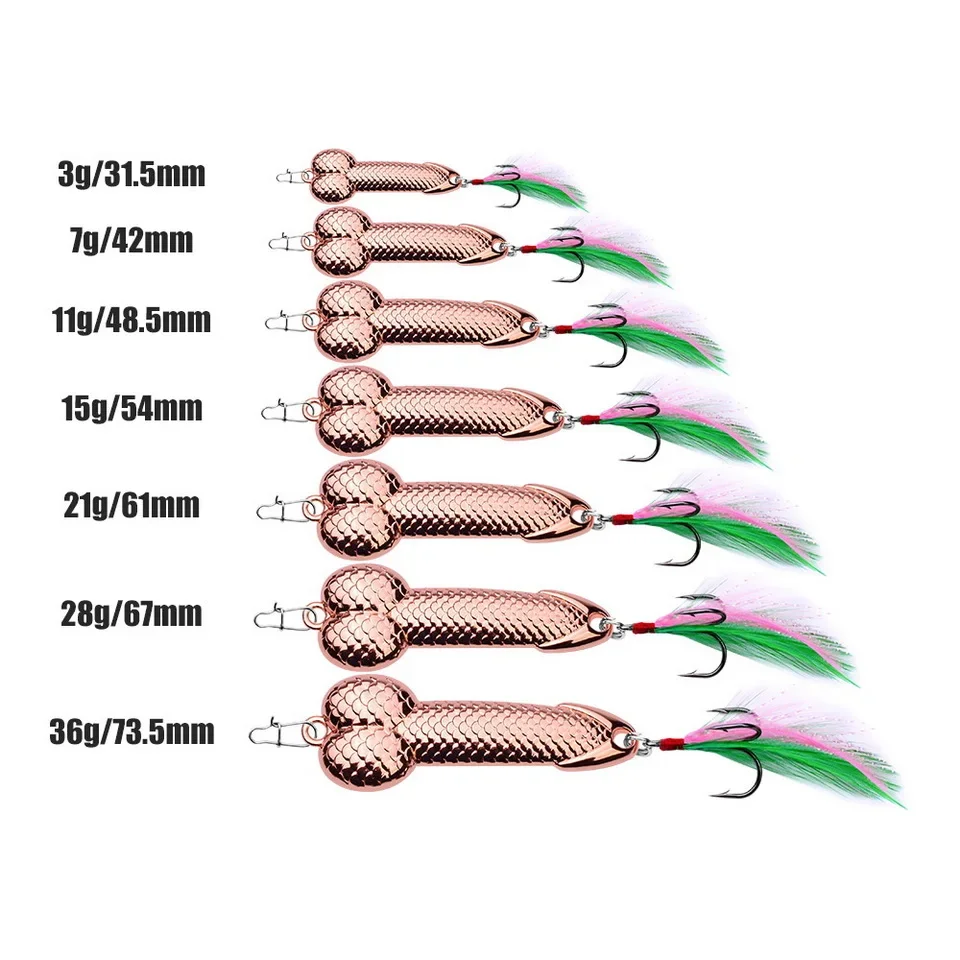 3g-36g Penis Spoon Sequined Lure Minnow Hard VIB Blade Lure Penis Bait Swimbait Crankbait  Spinner Bass With Treble Hooks