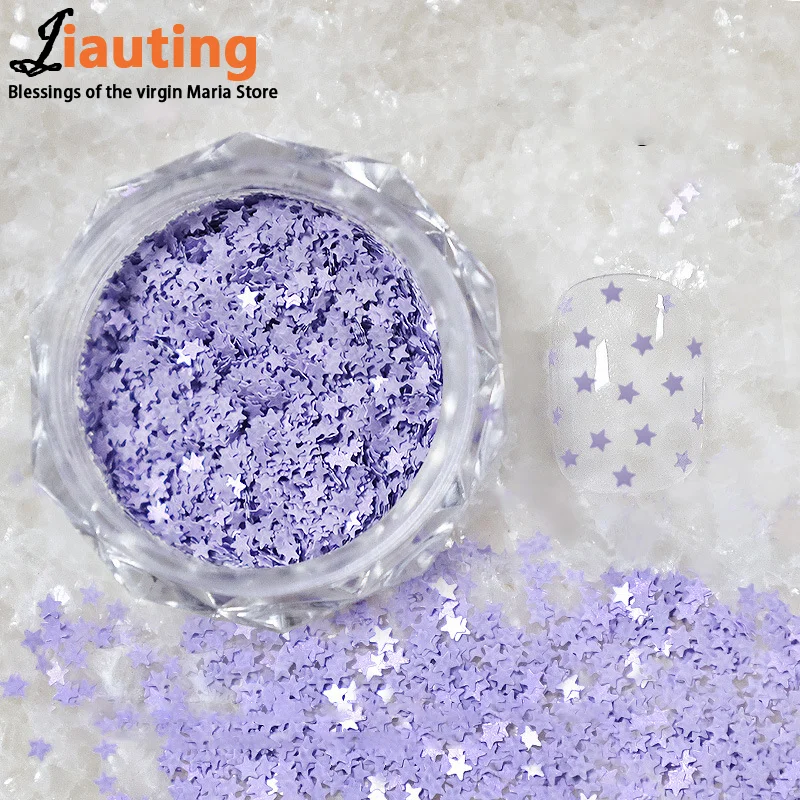 1Jar 1mm Mini Sparkling Pentagram Star Nail Glitter Sparkling Nail Decoration Nail Salon Design Cute Accessor DIY Nail Art Tool