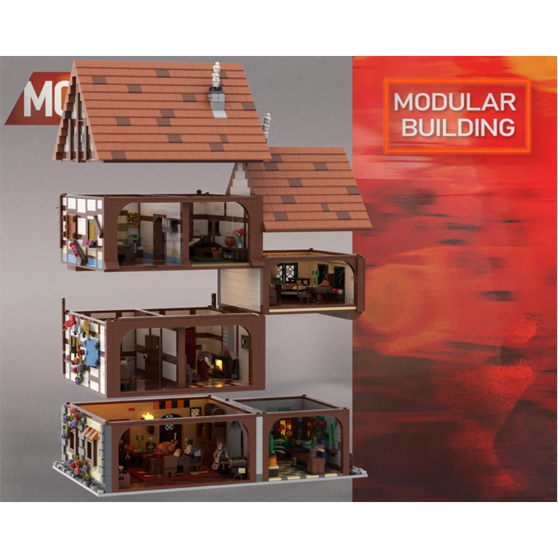 Medieval Street View Series Modular French House Building Block Architecture DIY Model High Difficulty Collection Brick Boys Toy