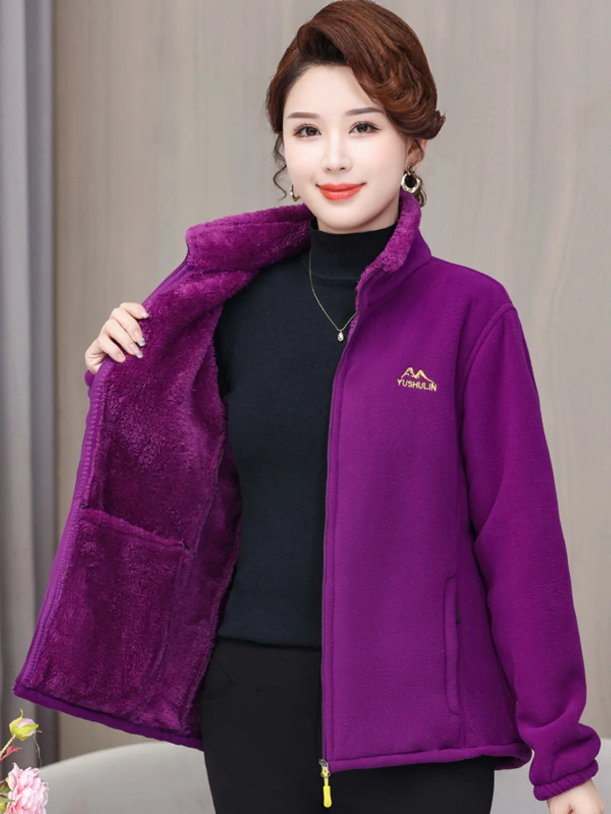 Thickened Fleece Coral Velvet Autumn Winter Women's Outerwear Sweater Cardigan Large Size Fluffy Mommy Clothes Casual Style Z...