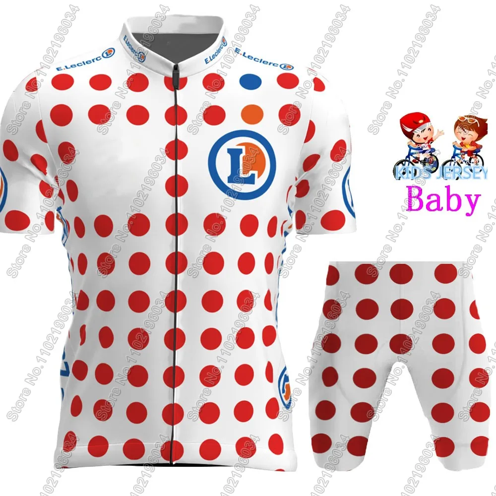 France Tour Leader 2024 Cycling Jersey Set Green Yellow Polka Dot Boys Girls Clothing Road Bike Shirts Suit Bicycle Pants MTB