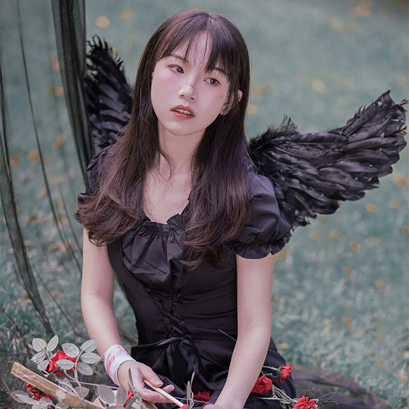 Angel Wings White Black Feather Wings Adult Children Birthday Gift Cosplay Wing Stage Show Halloween Christmas Party Costume 1P