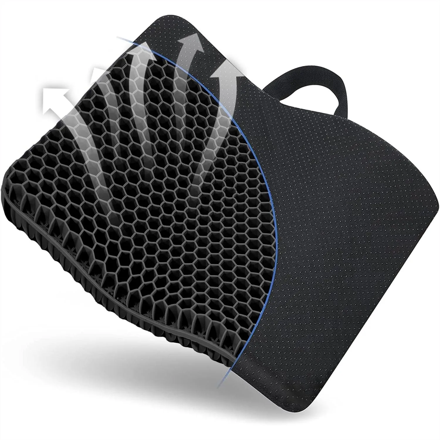 

Gel Seat Cushion for Long Sitting, Double Thick Honeycomb with Non-Slip Cover for Office Chair Car Wheelchair