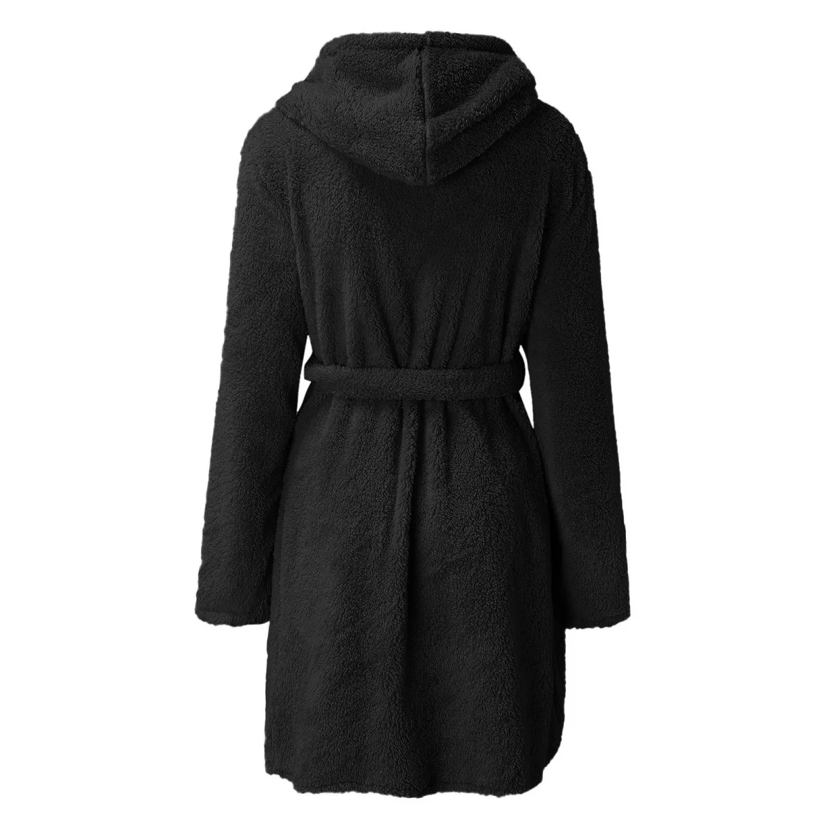 1 piece of hooded home plush pajamas, solid color warm bathrobe