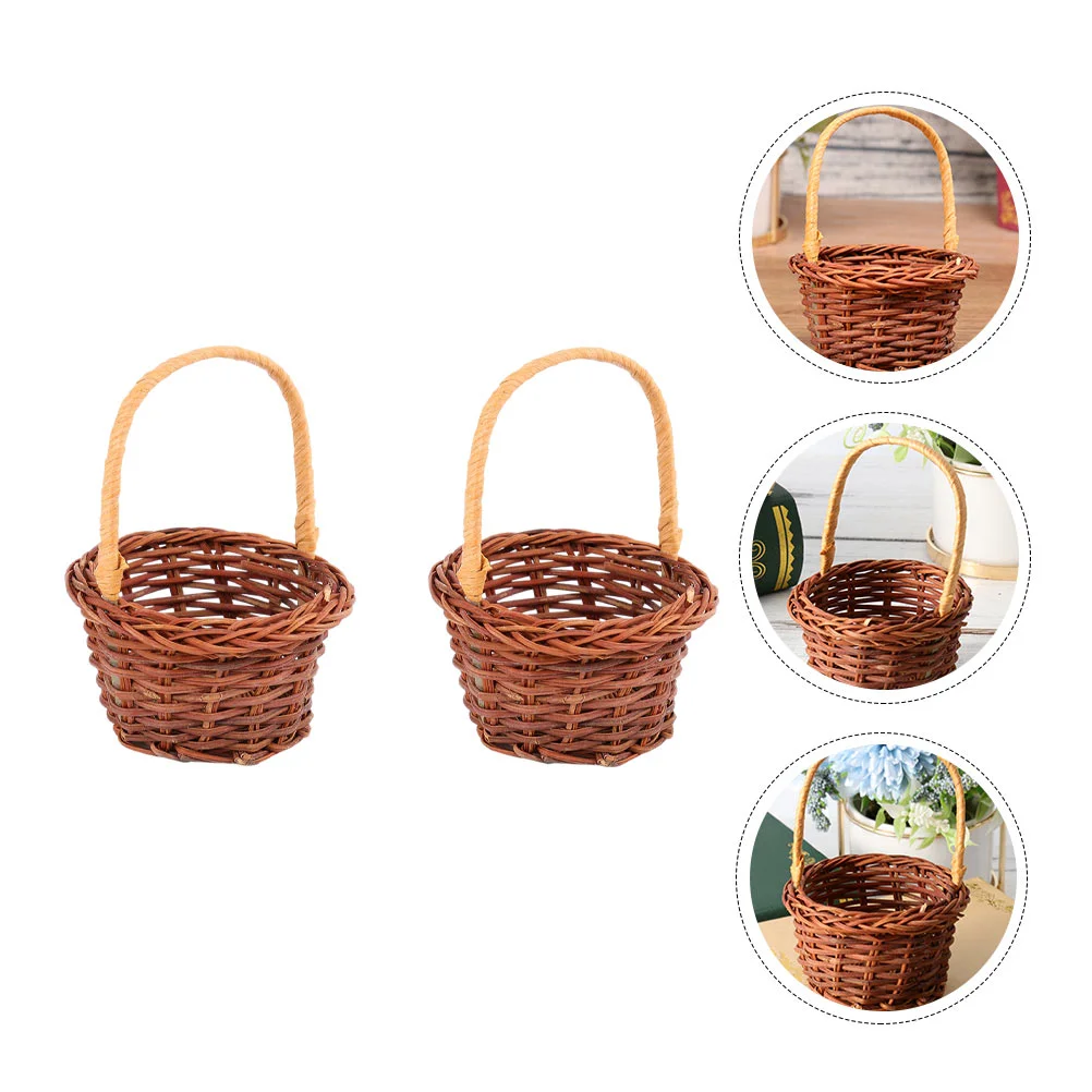 

Handmade Rattan Basket DIY Photo Props Mini House Ornament Micro Scene Home
