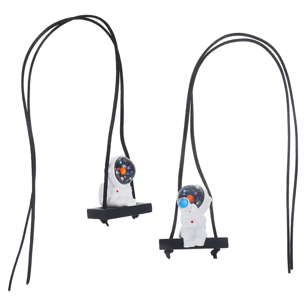 

2 Pcs for Car Astronaut Jewelry Cute Hanging Ornament Rearview Mirror Charms Father