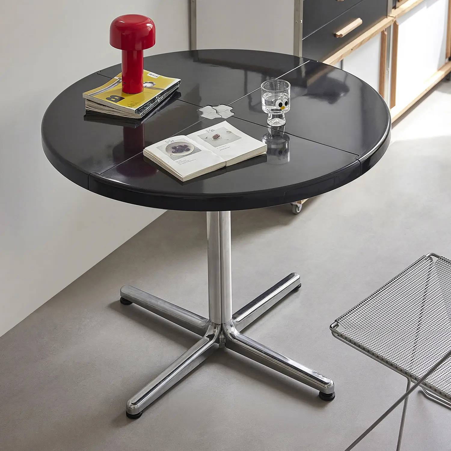 Multifunctional folding dining table medieval creative small apartment round table designer home