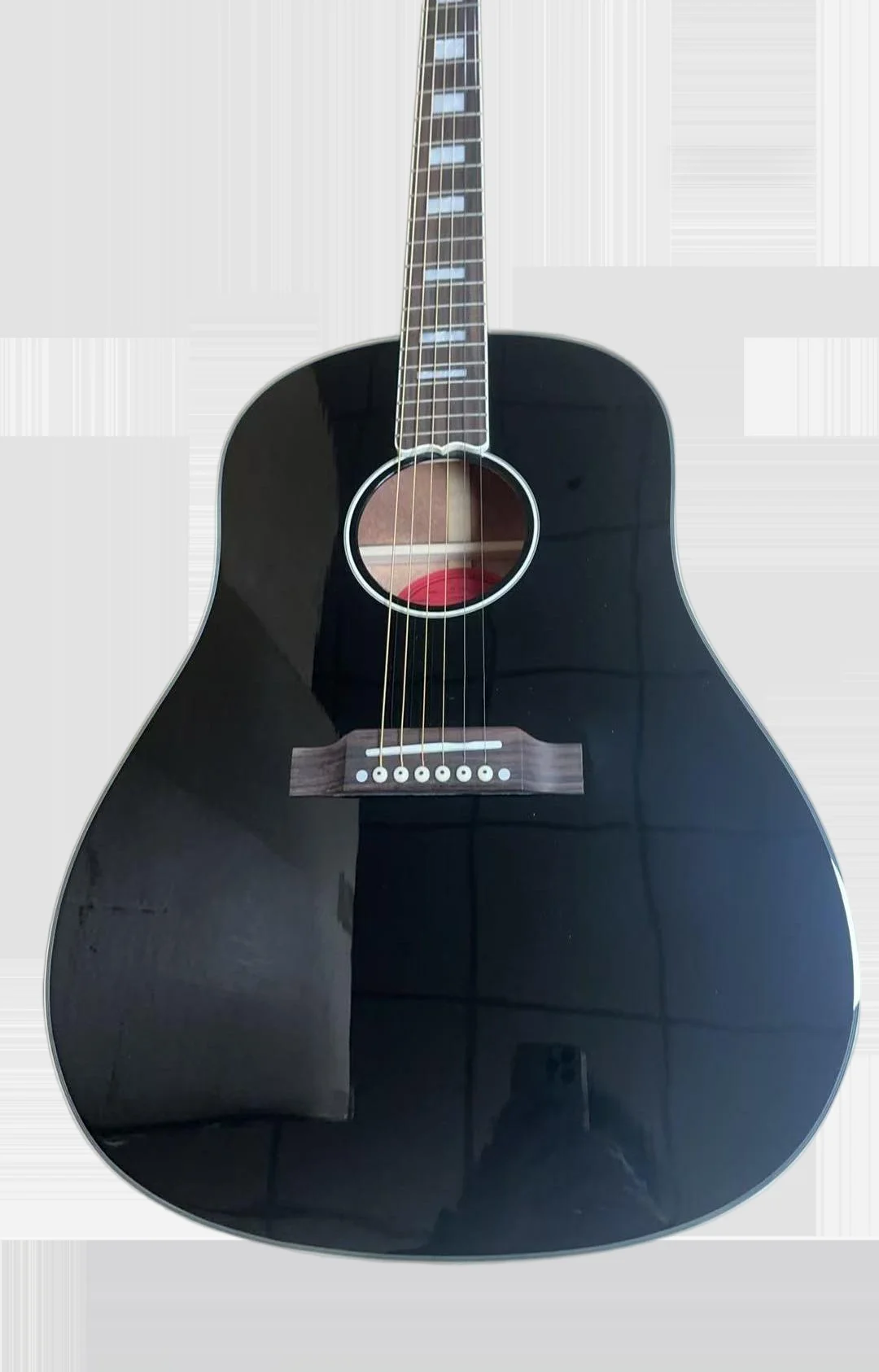 Ebony Acoustic Guitar With Black Pickguard Solid Wood Top Ebony Fretboard  Bone Nut And Saddle 20 Frets Good Quality 2026