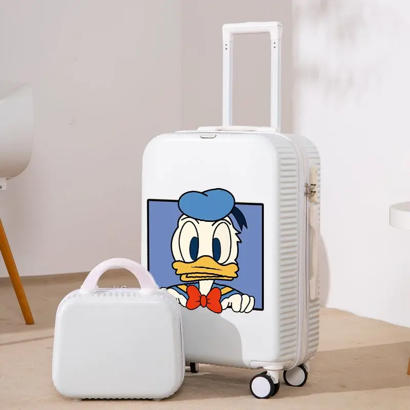 Disney pato donald bagagem saco de viagem sobre rodas 20 Polegada carry on cabine malas conjunto estudante zíper rolando bagagem caso