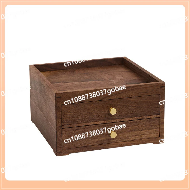 

Black walnut desktop double porch small drawer type household solid wood tea cake storage box jewelry collection