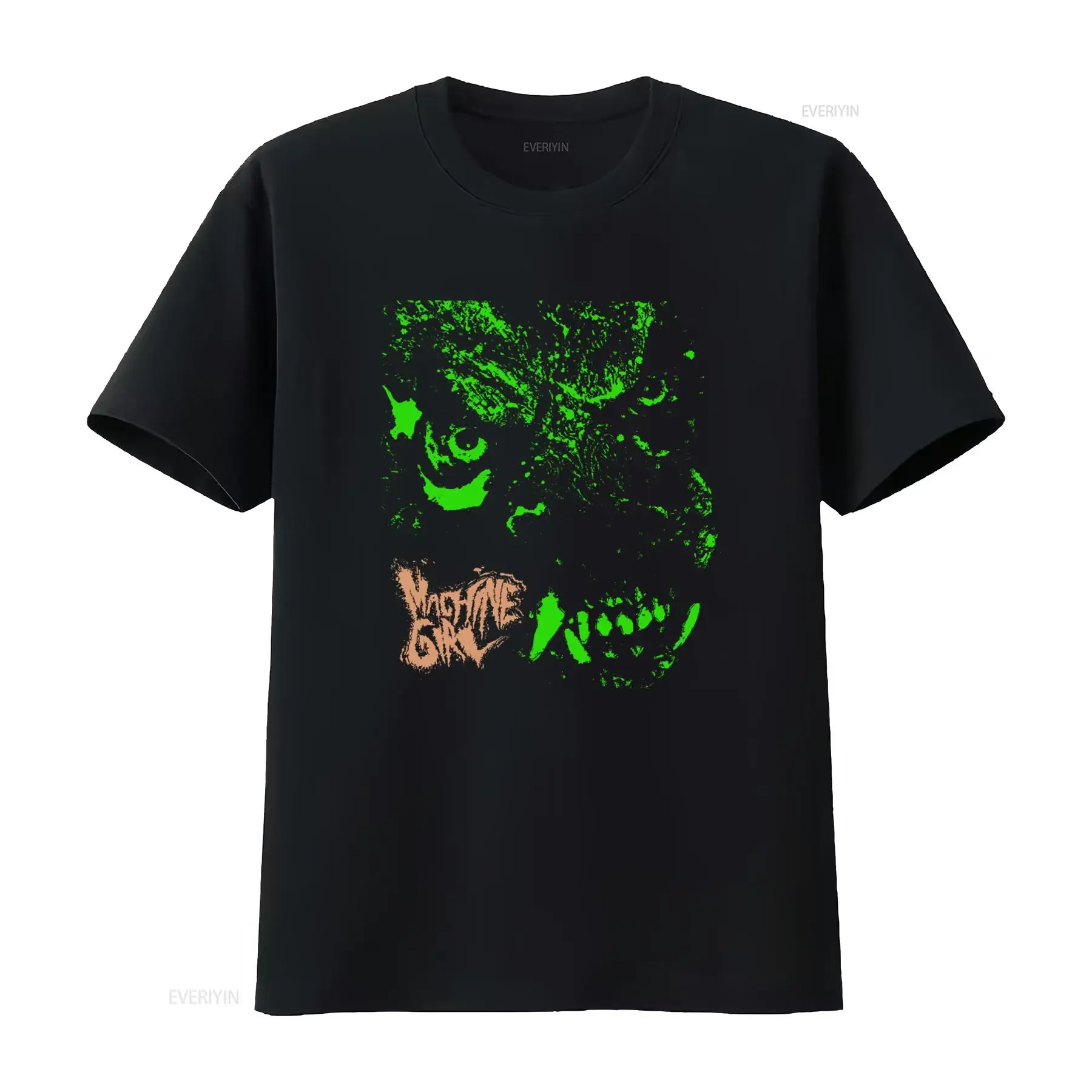 Machine Girl Wolf Breakcore T Shirt Neon Green and Black Design for Bold Fashion Statements vintage Washed Unisex Breathable