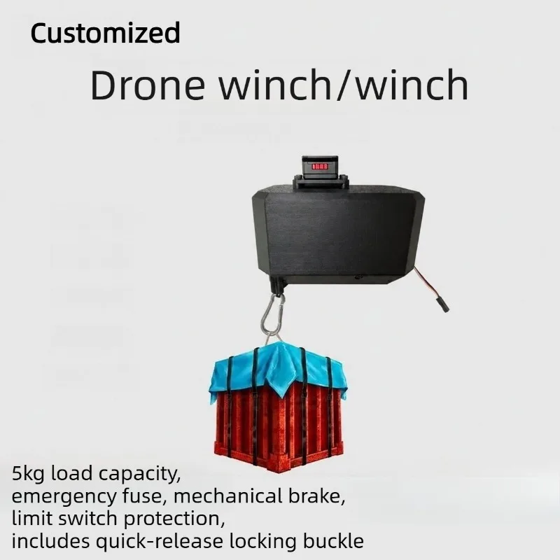 Drone Winch (5kg Payload) – Airdrop, Hoisting, and Cable-Laying Winch; Industrial Rescue/FPV Drone Hook