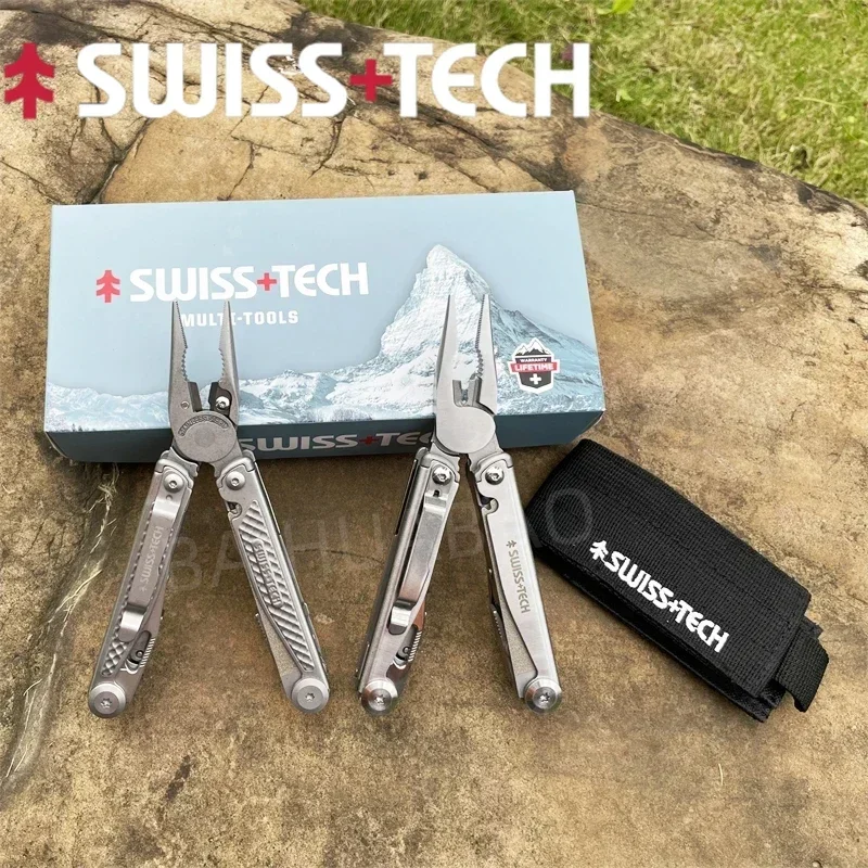 SWISS TECH 18 In 1 Folding Multitool Pliers Multi-functional Combination Tool Pliers Folding Scissors EDC Outdoor Equipment