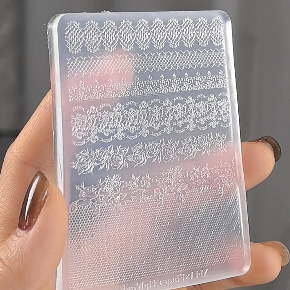 5D Lace Silicone Nail Art Molds Retro Rose Flower Lace Ribbon Design Nail Silicone Template Ultra-thin Sexy Lace Manicure Mold#*