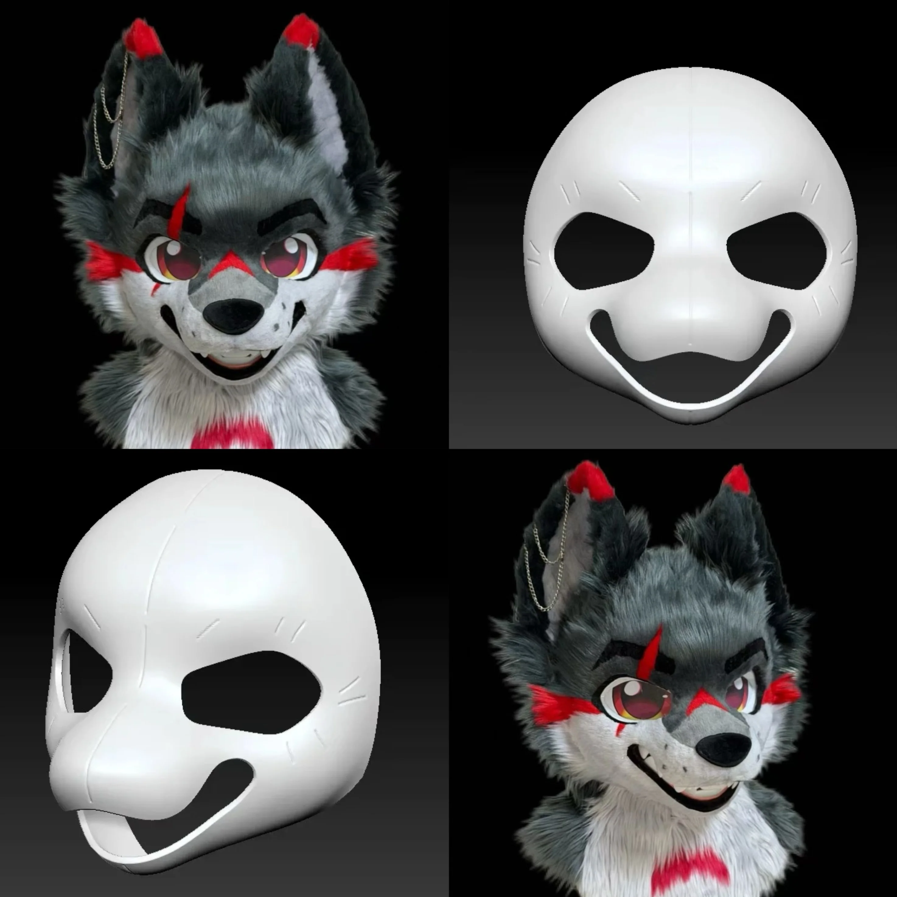 

Kemono Base Mask Canidae Mid To Long Snout Fursuit Kig Serie Beast Suit 3D Printed Skull Costume DIY Accessories Cosplay Mask