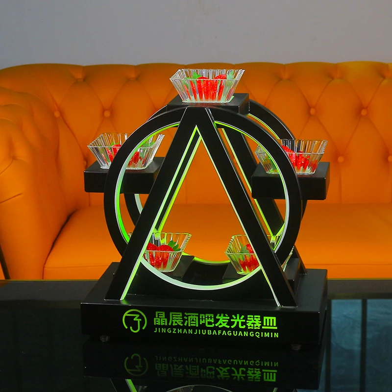 

LED Luminous Multi-Compartment Fruit & Snack Plate Rack Eco-Friendly Glow Party Accessory for Bar KTV