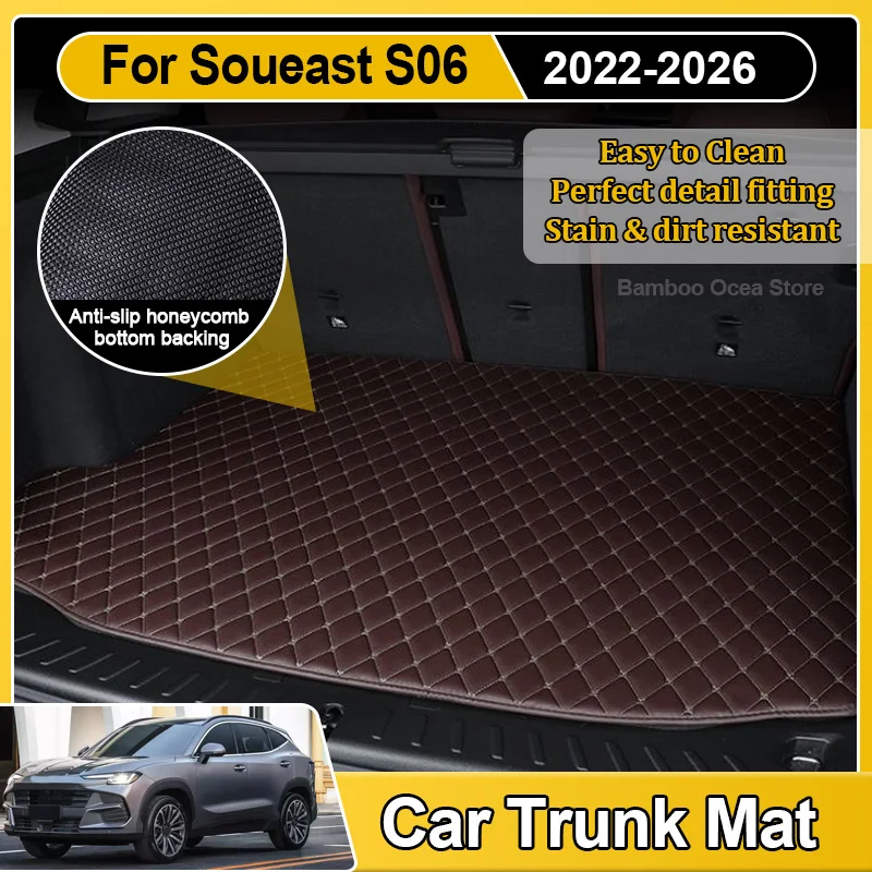 For Jetour Soueast S06 2022-2026 Dashing Shanhai L6 Car Cargo Area Floor Tray Liner Leather Trunk Mat Easy Clean Car Accessories