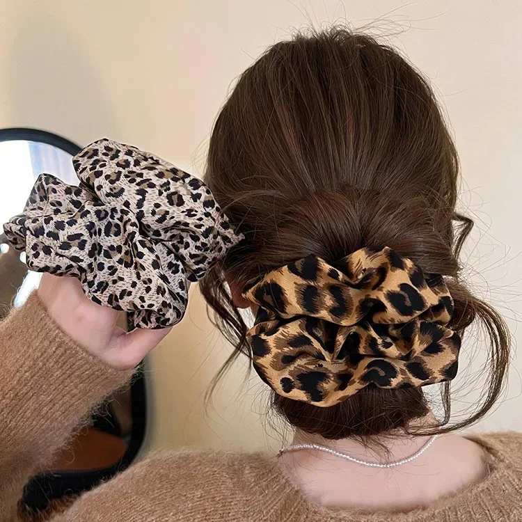 Leopard Print Scrunchies Hair Tie Hair Rope High Elasticity Elastic HairBand Ponytail Holder Elegant Women Hair Accessories