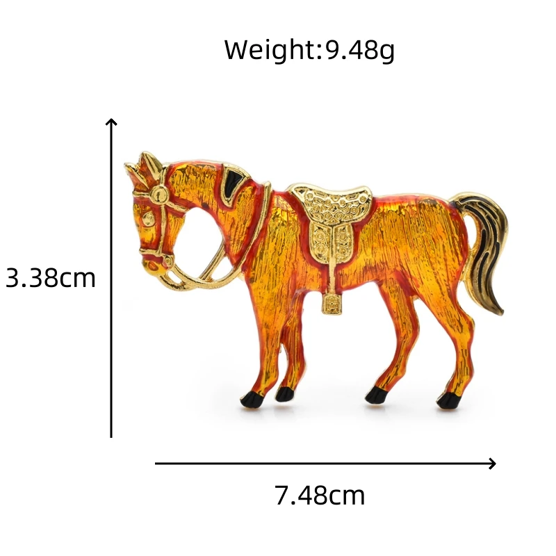Wuli&baby Enamel Brown Horse Zodiac Brooches Chinese 12 Animals Signs Pins Men Suit Badge For 2014 2002 1990 Born People Gift