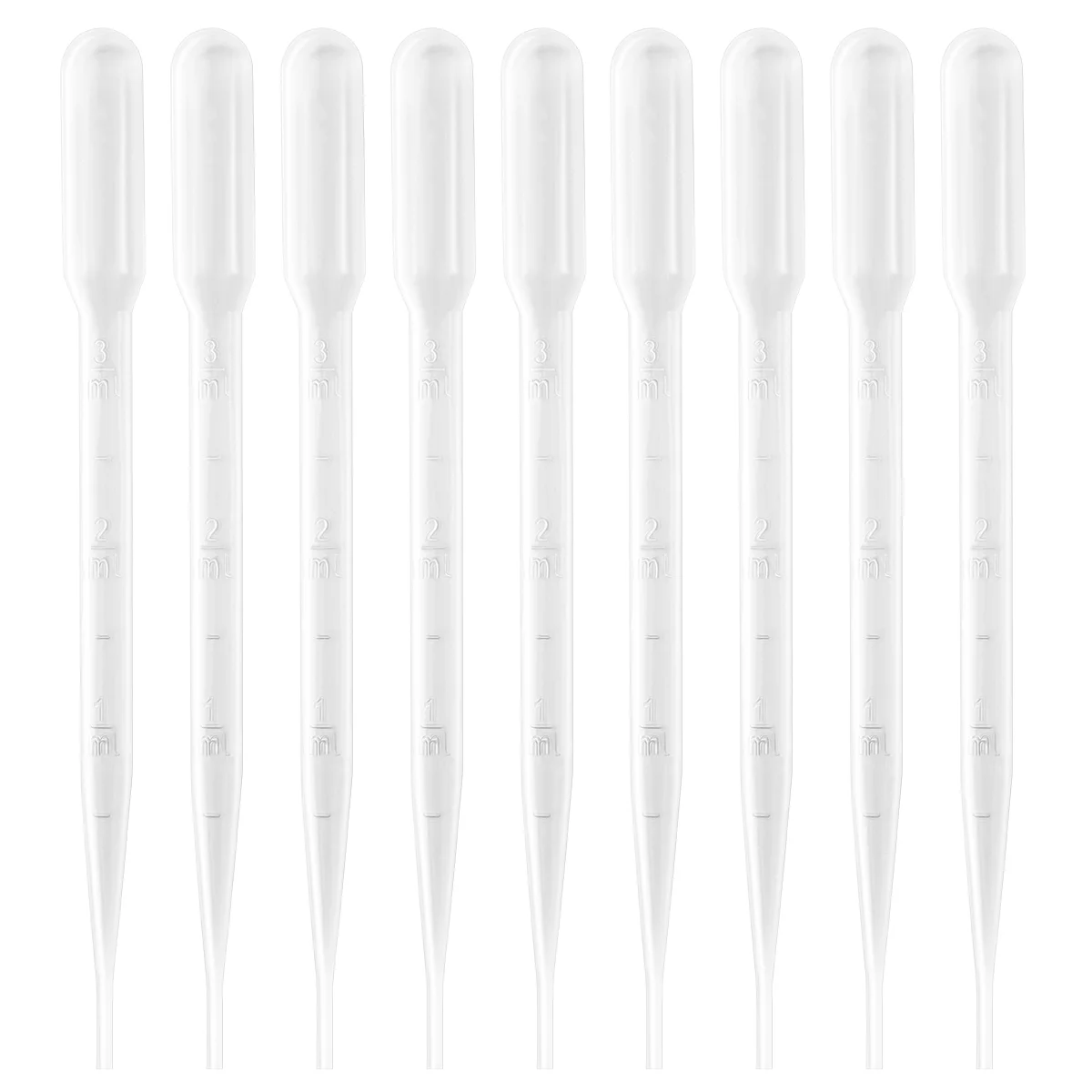 

BESTOMZ 200PCS 3ML Disposable Plastic Transfer Pipette Graduated Droppers Essential Oils Pipettes with Scale (White)