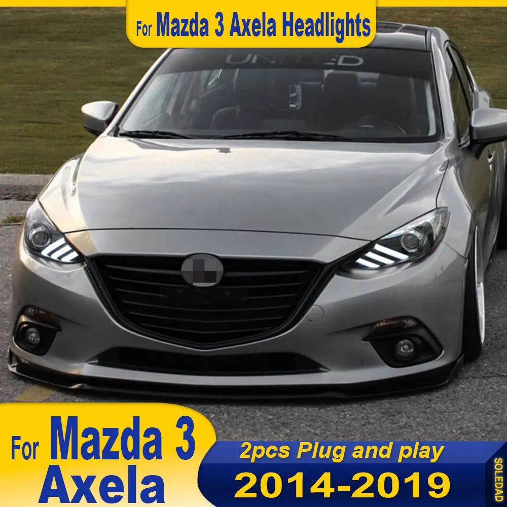 

Автомобильные фары для стайлинга Mazda 3, светодиодные фары 2014-2019 Axela, светодиодные линзы DRL, двойной луч H7 HID, ксеноновый динамический указатель поворота