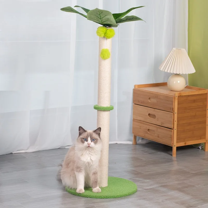 

Cat Scratching Post with Hanging Balls Natural Sisal Rope Scratch Post Tree Kitten Interactive Toy with Track Ball Pets Toys