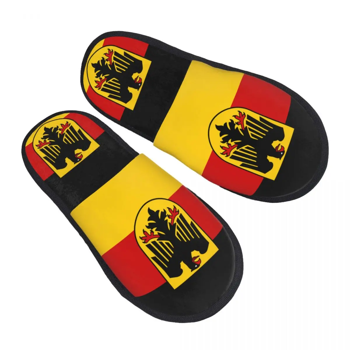 Custom Germany Flag Soft Scuff Memory Foam Slippers Women German Patriotic Hotel House Shoes