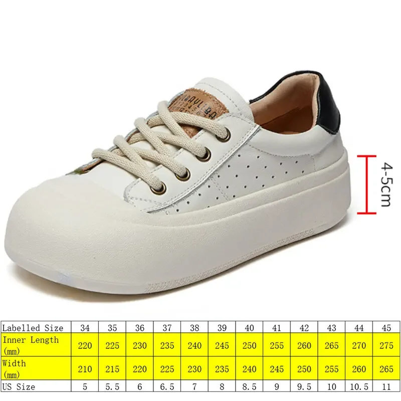 Koznoy Hi Top Leather Sneaker Women 4.5cm Genuine Vulcanize Platform Flats  Women Summer Loafer High Brand Lace Up Fashion Shoes