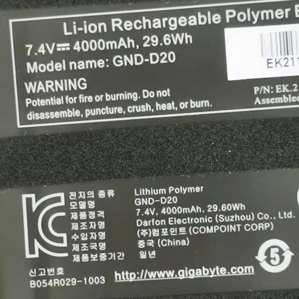 High-quality products for gigabyte gnd-d20 laptop gaming notebook 7.4v 29.6wh battery