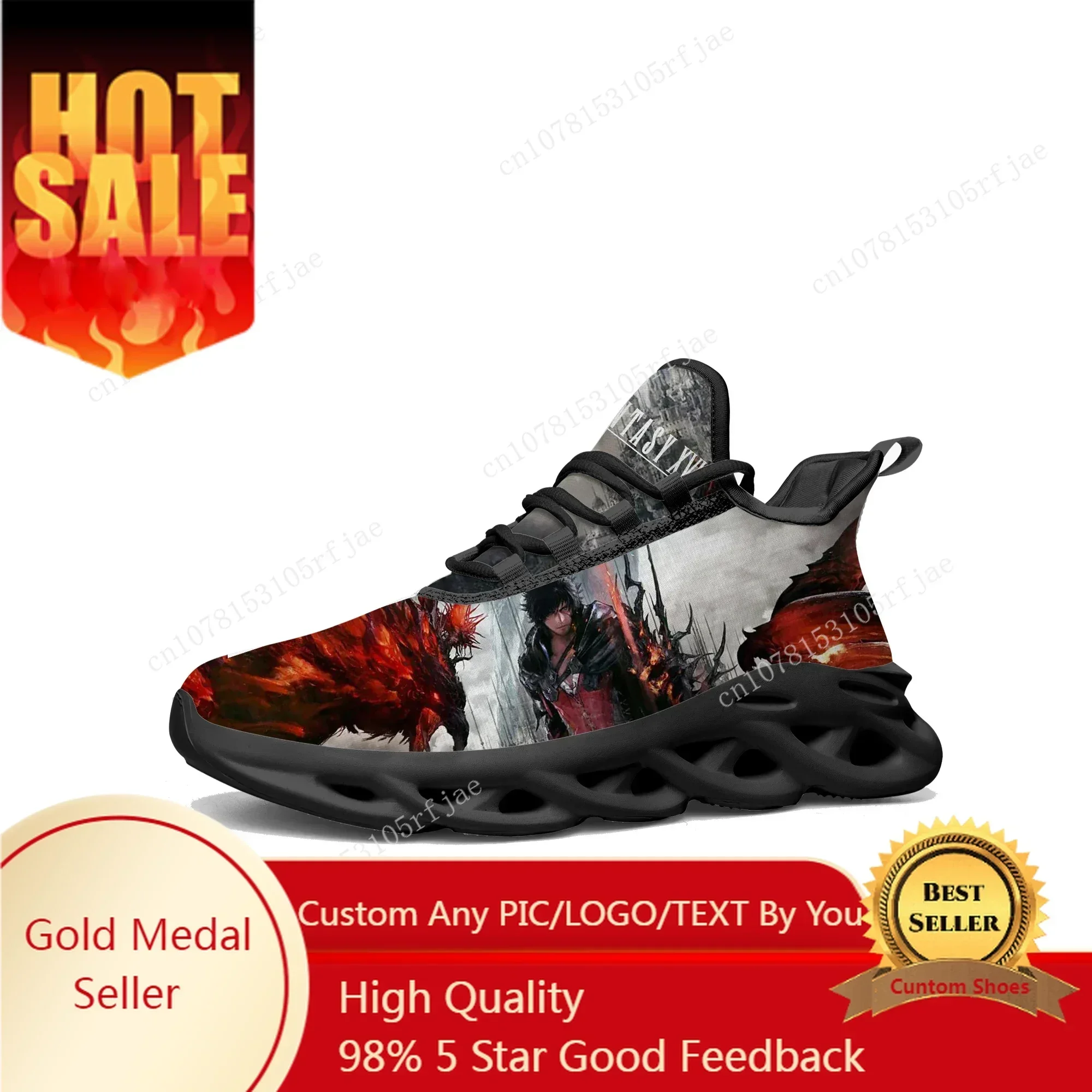 

Кроссовки Final Fantasy 16 Flats в стиле мультфильма, мужские и женские спортивные кроссовки для бега, изготовленные на заказ, на шнуровке