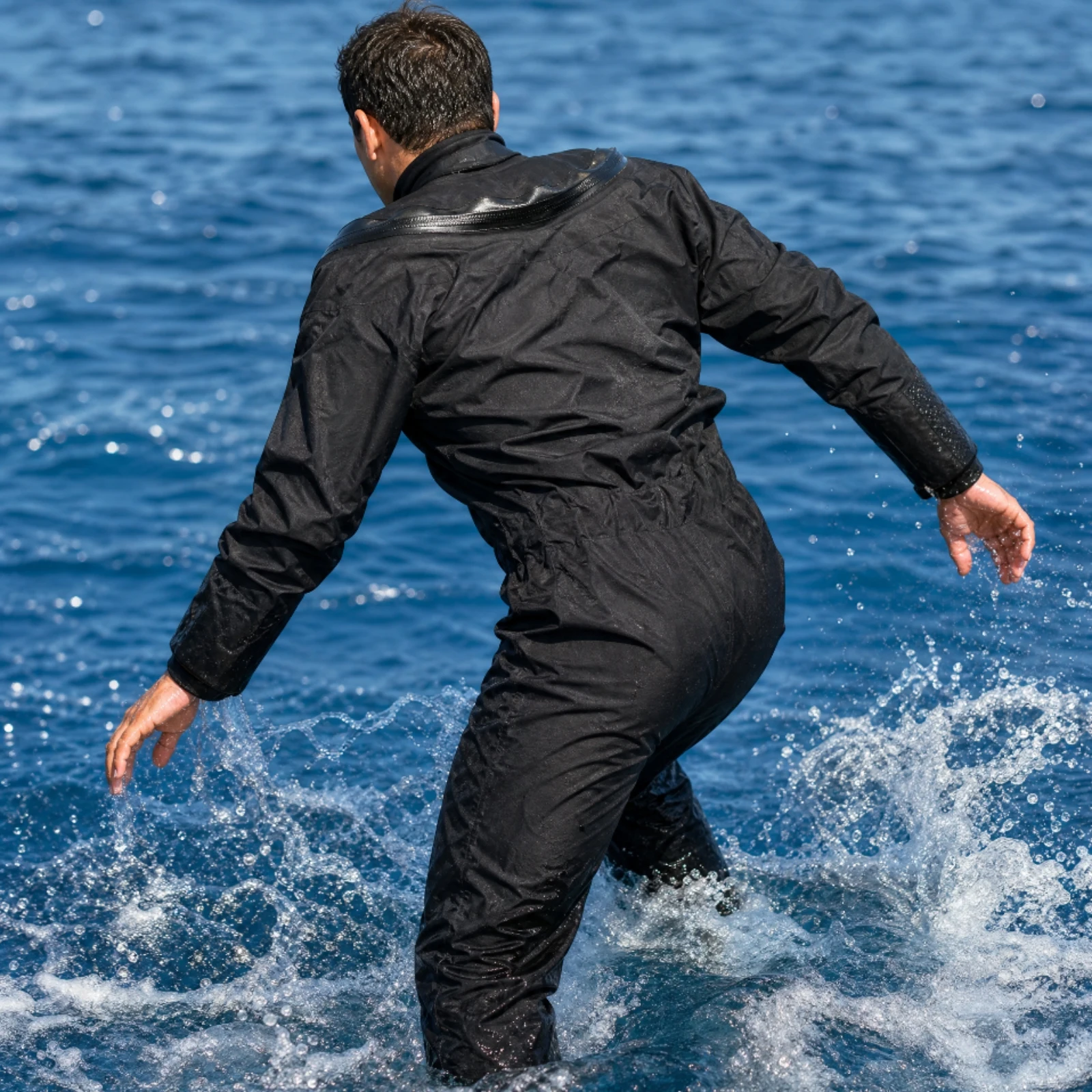 One-Piece Dry Diving Suit Adjustable Men's Dry Suit with Front Storage Pocket One Piece Wetsuit Warm for Adults, Kayaking