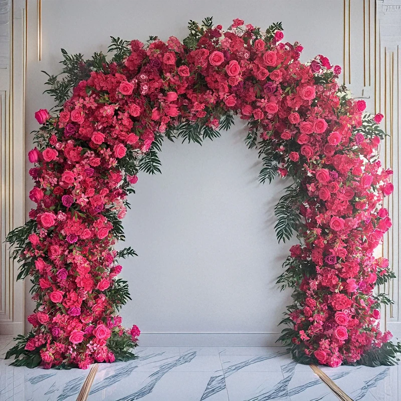 

24CM Artificial Double Sided Floral Rows with Triangle Roses and Greenery Ideal for Outdoor Wedding Stage Backdrops