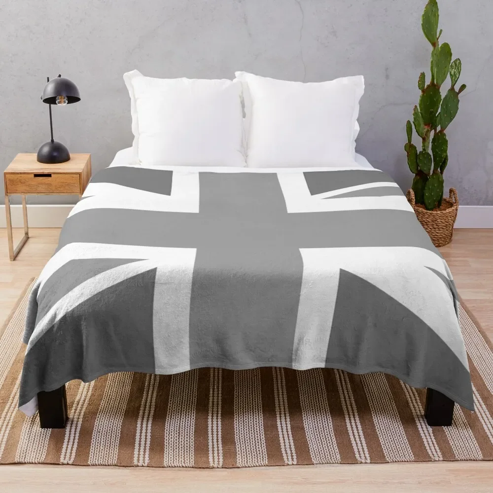 

Union Jack Flag in Grey and White Throw Blanket Comforter Sofa Quilt Blankets