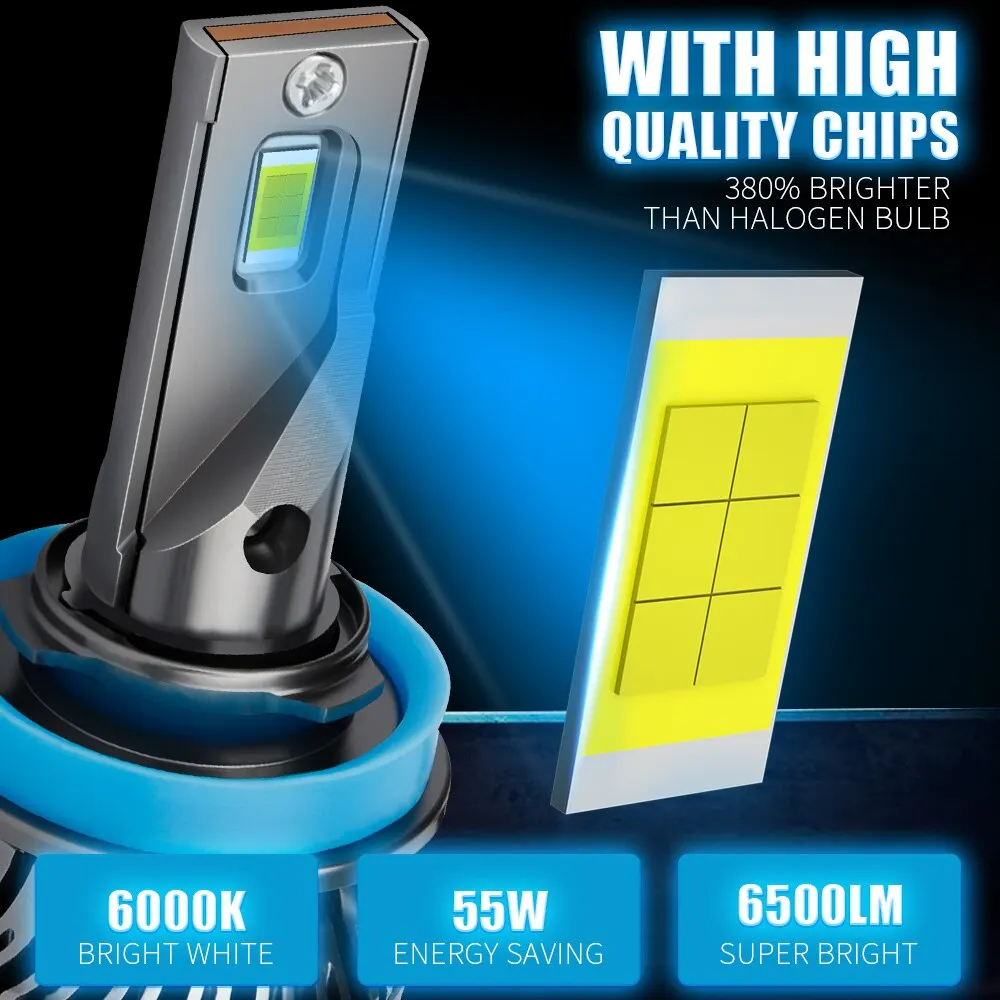 2 stuks 50W H4 H7 LED koplampen 3570 CSP Chips 9005 9006 HB3 HB4 H8 H9 H11 H1 Autolampen Auto Mistlampen 12v 6000K Universeel