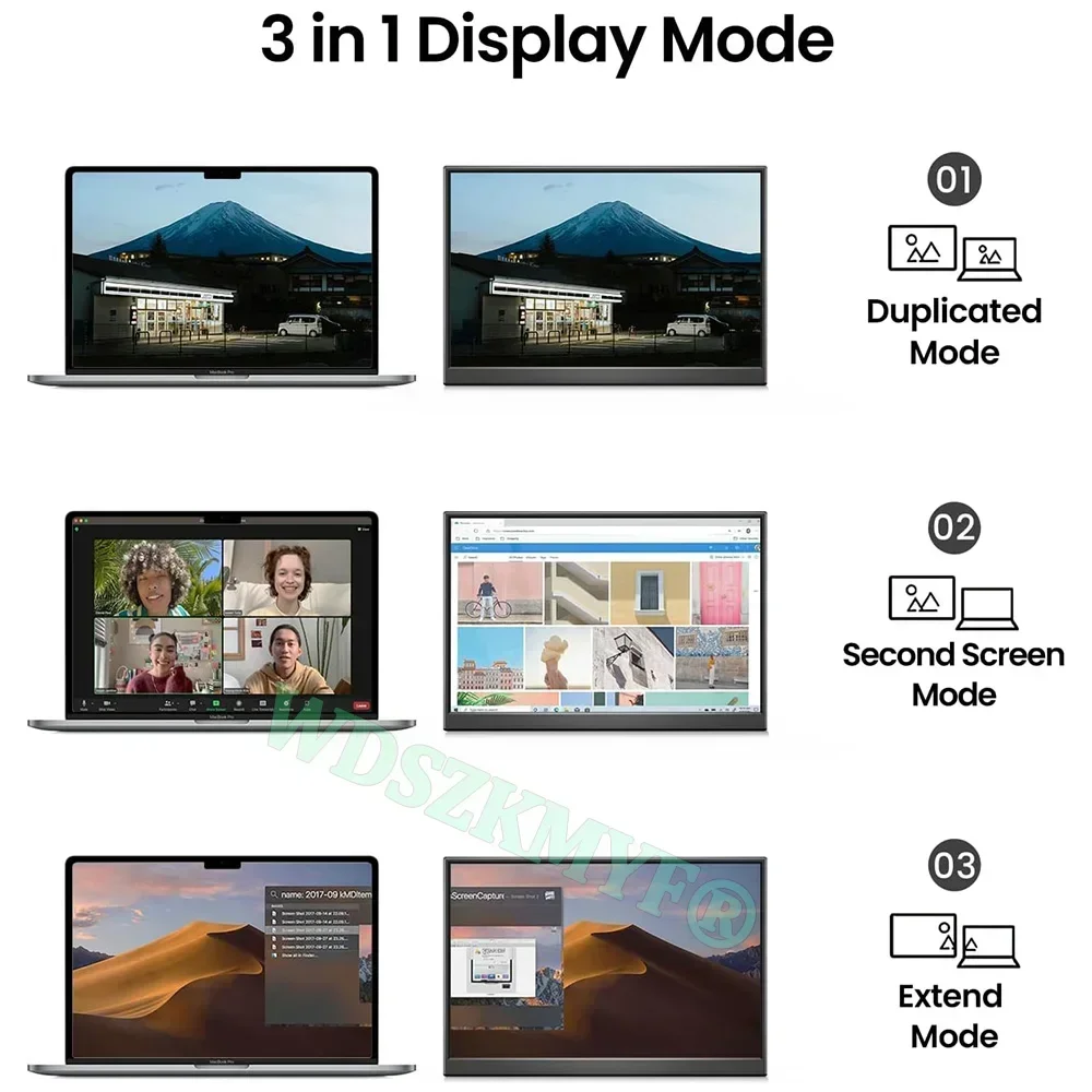 شاشة لمس محمولة 13.3 بوصة FHD 1080P IPS لوحة عرض ثانوي شاشة كمبيوتر Type-C HDMI لأجهزة الكمبيوتر المحمول Xbox Switch