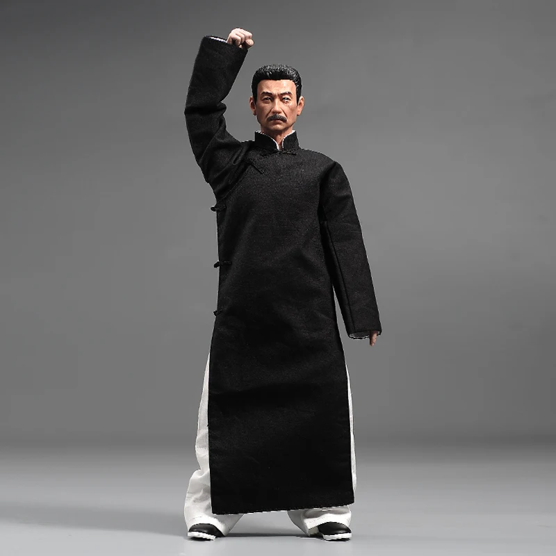 

1/6 Scale Zhou Shuren LuXun Head Sculpt Black Robe Clothes Male Body Strong Muscle Figure Model 12" PVC Action Figure Doll