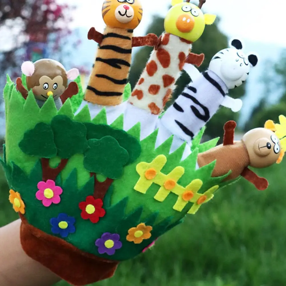 Cozy Touch Plush Puppet Preschool Toys Parent-child Interaction Exquisite Family Finger Hand Puppet Plush Doll Prop